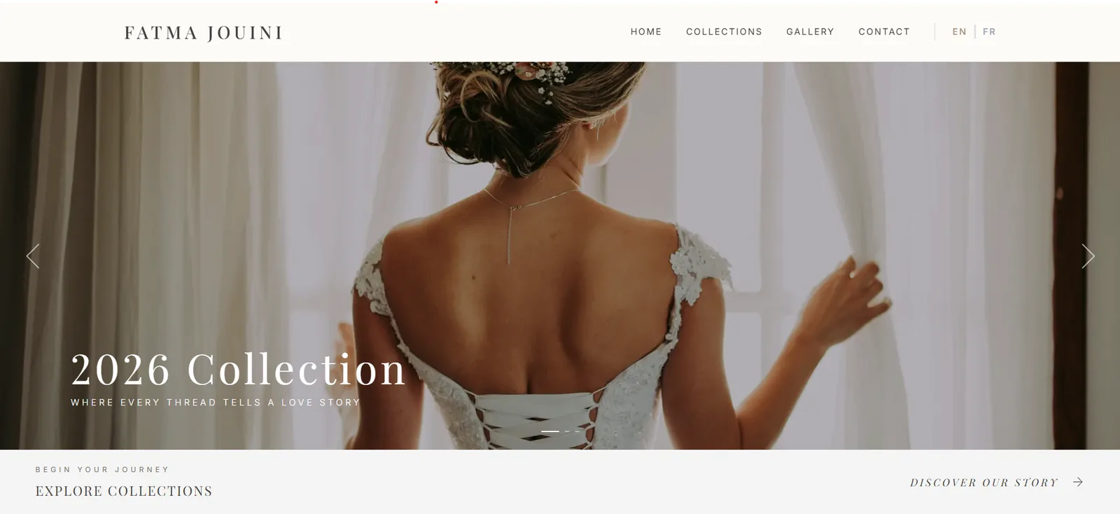 Bridal couture website for browsing and renting collections built by Devora